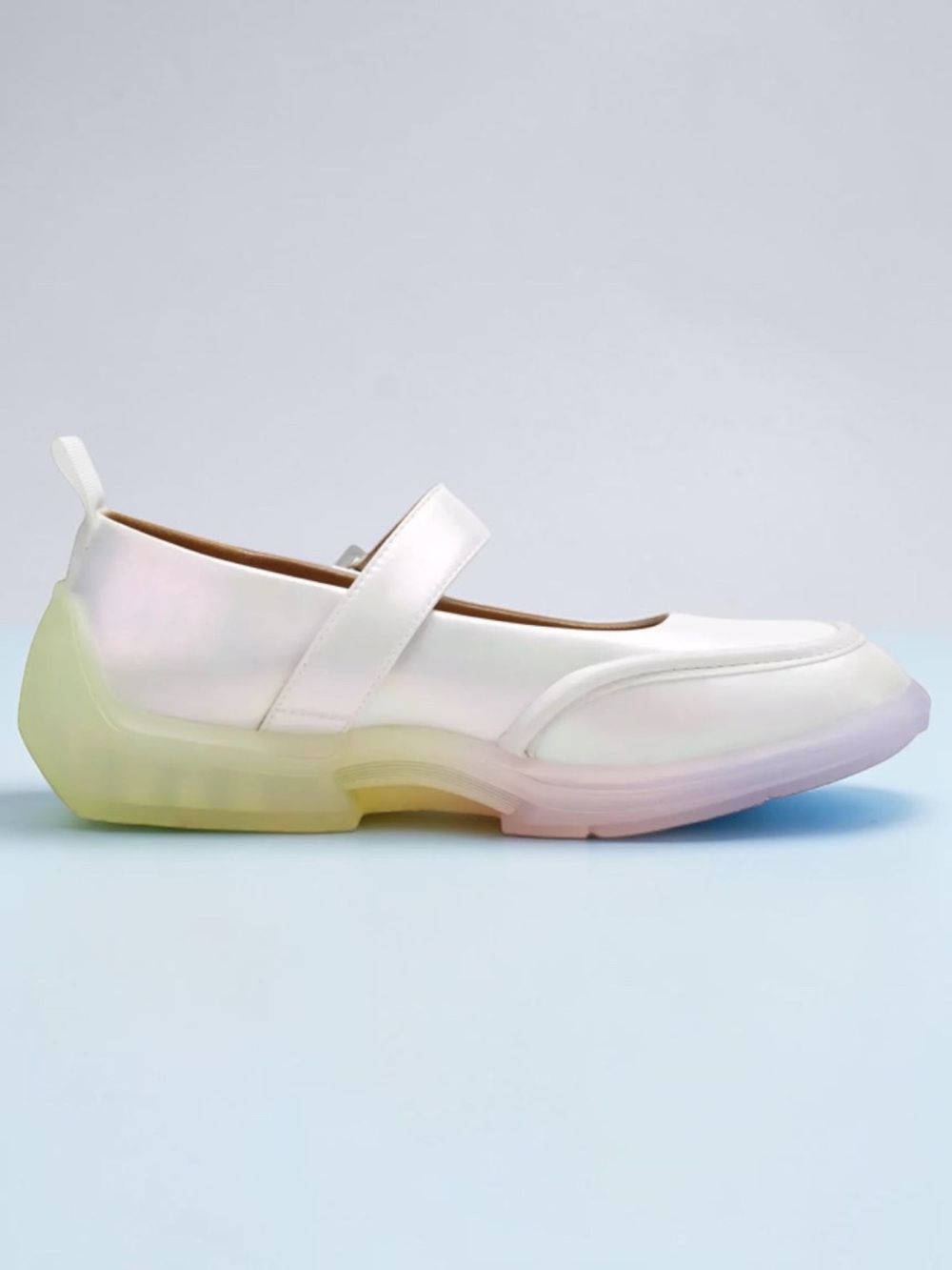 JOHN FLUEVOG The Taylor Sporty boxy Mary Janes White/Pink/Green Vegan | size 13